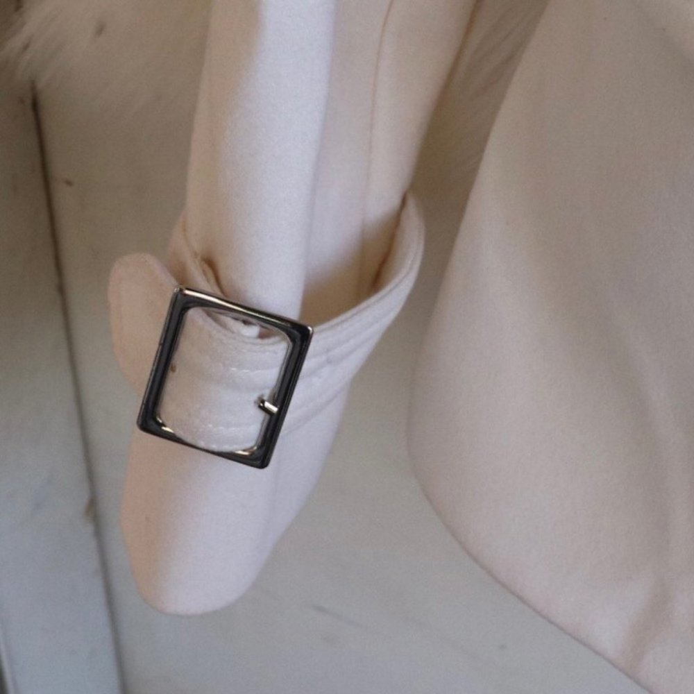 Nordstrom Off White Wool Button Dress Coat - Picture 3 of 6